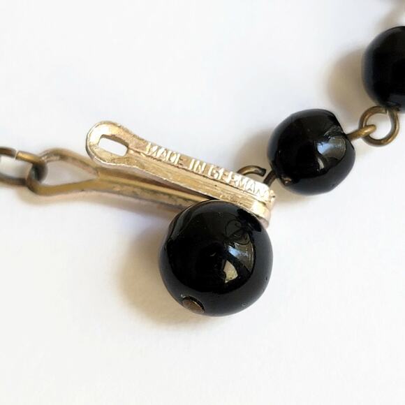 1980s Black Glass & Gold-Tone Bead Choker - Vintage Elegance - Made in Germany - Picture 10 of 10